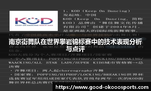 南京街舞队在世界攀岩锦标赛中的技术表现分析与点评